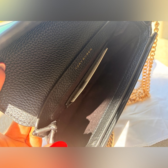 NWT Tory Burch Olivia Shoulder Crossbody Leather Mini Bag Black with Gold Chain - Picture 11 of 17